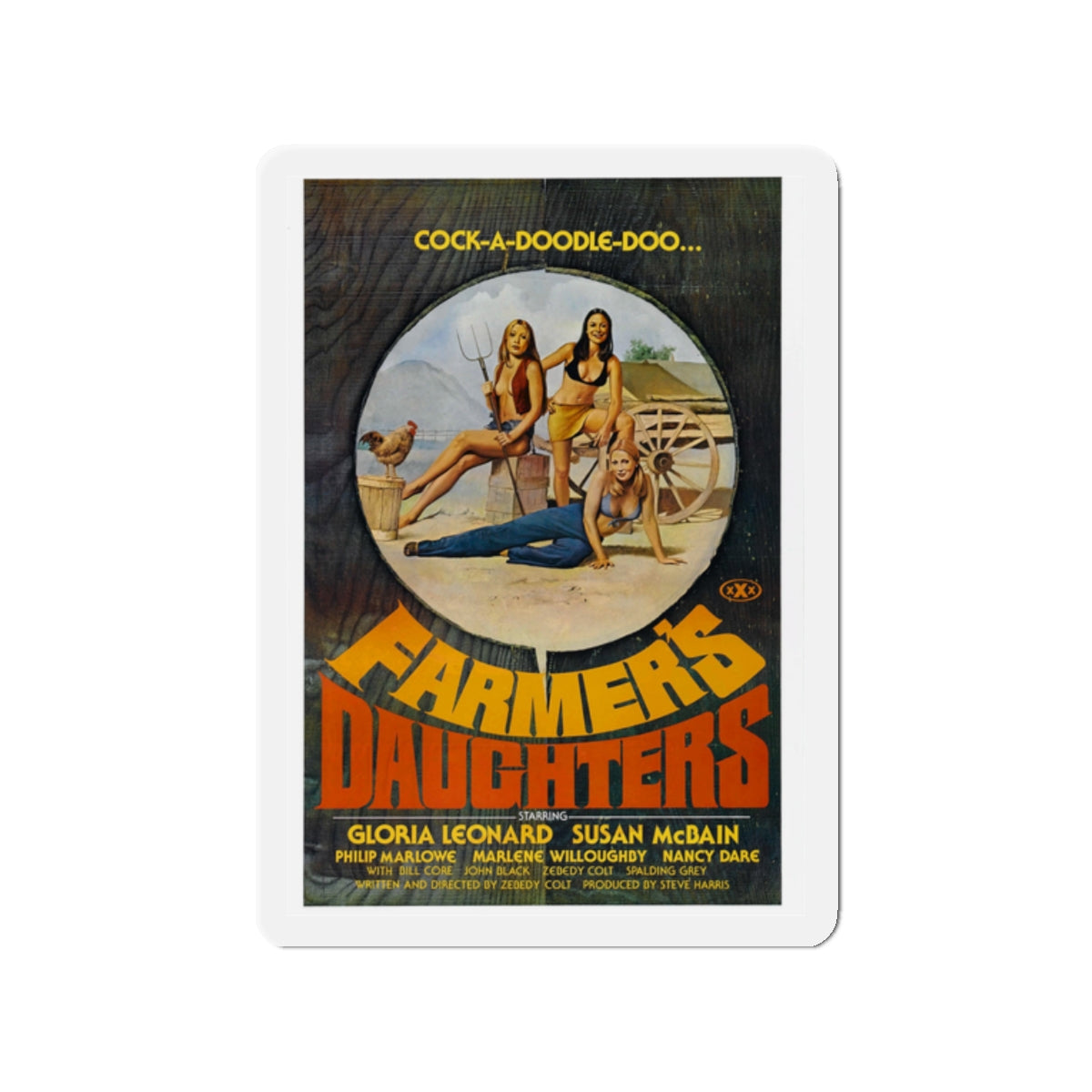 FARMER'S DAUGHTERS 1976 Movie Poster - Die-Cut Magnet-2" x 2"-The Sticker Space