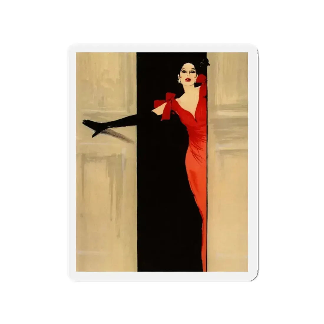Fashion illustration (1)_1 (Magazine Illustration) Refrigerator Magnet 2 Inch Die-Cut - The Sticker Space