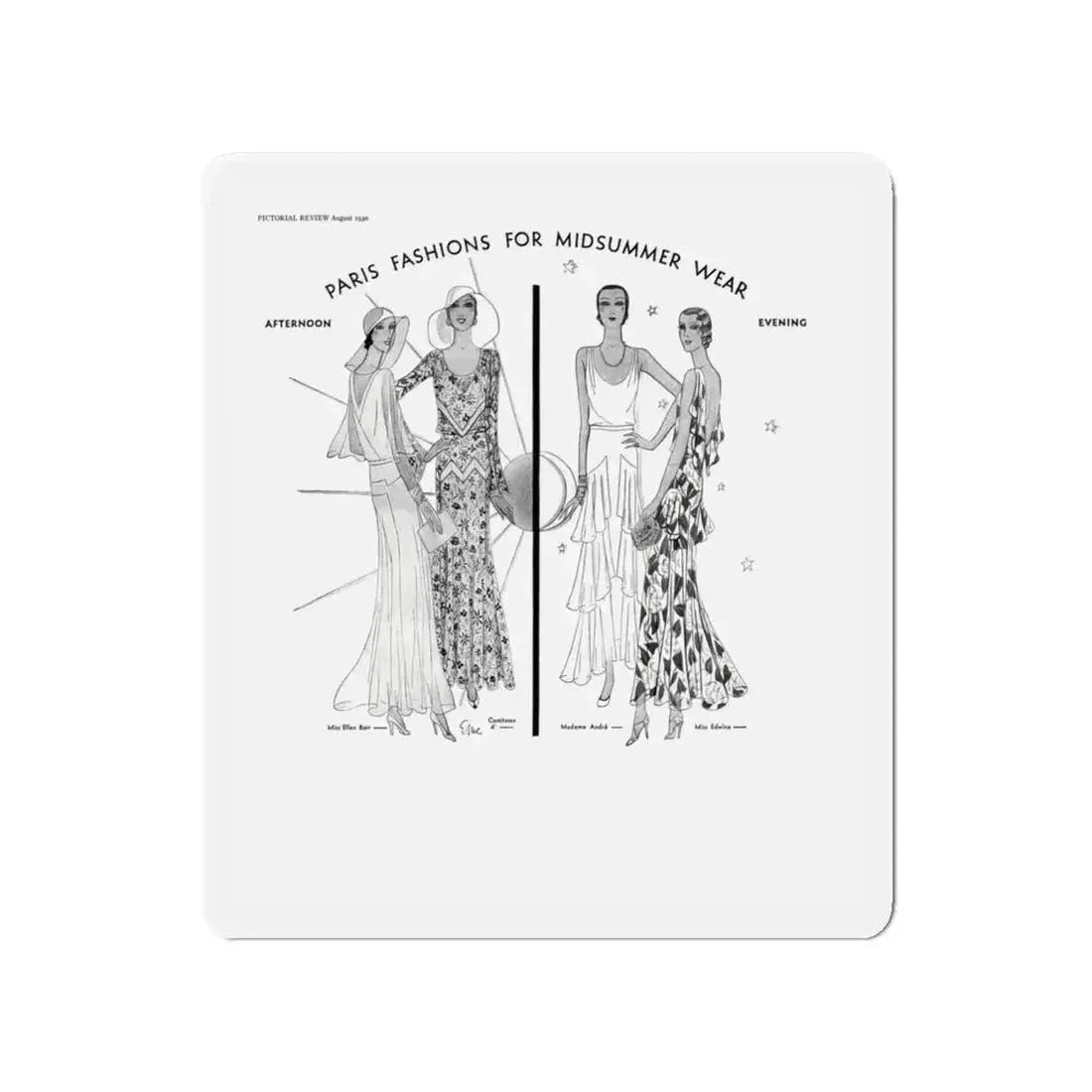 Fashion Illustration (1), Pictorial Review, August 1930 (Magazine Illustration) Refrigerator Magnet 4 Inch Die-Cut - The Sticker Space