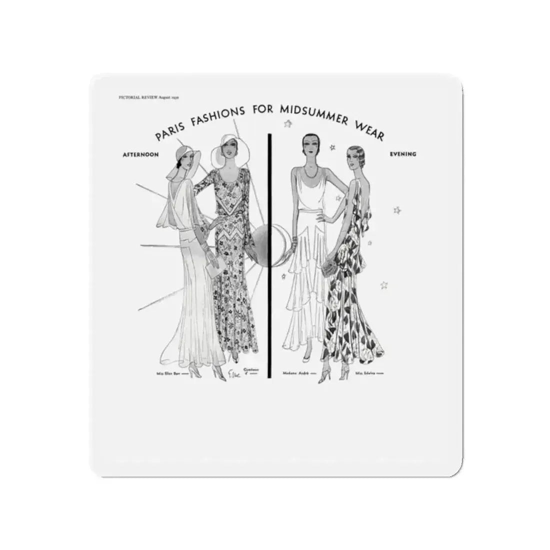 Fashion Illustration (1), Pictorial Review, August 1930 (Magazine Illustration) Refrigerator Magnet - The Sticker Space