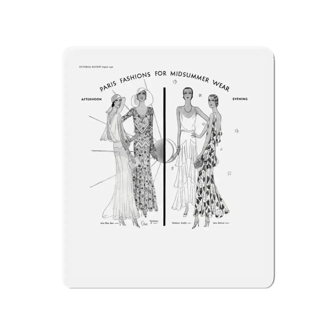 Fashion Illustration (1), Pictorial Review, August 1930 (Magazine Illustration) Refrigerator Magnet - The Sticker Space