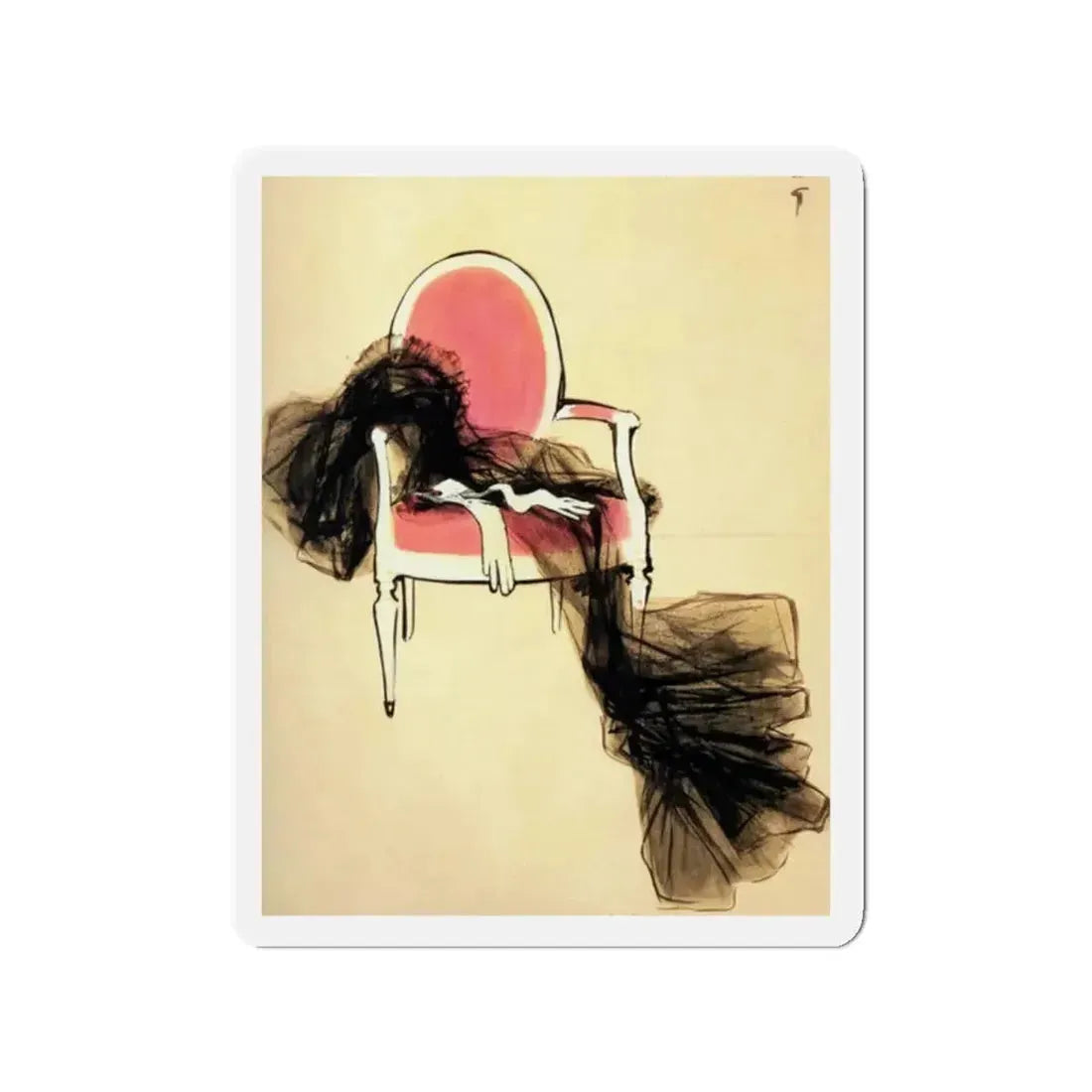 Fashion illustration (2)_1 (Magazine Illustration) Refrigerator Magnet 2 Inch Die-Cut - The Sticker Space