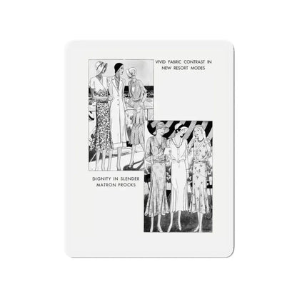 Fashion Illustration (2), Pictorial Review, August 1930 (Magazine Illustration) Refrigerator Magnet 3 Inch Die-Cut - The Sticker Space