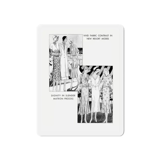Fashion Illustration (2), Pictorial Review, August 1930 (Magazine Illustration) Refrigerator Magnet 6 Inch Die-Cut - The Sticker Space