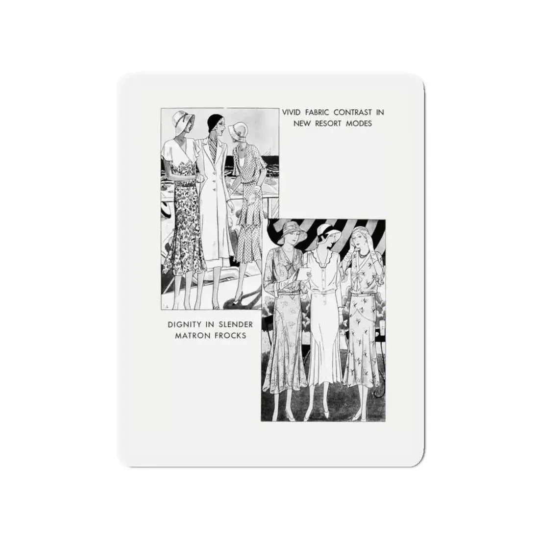 Fashion Illustration (2), Pictorial Review, August 1930 (Magazine Illustration) Refrigerator Magnet - The Sticker Space