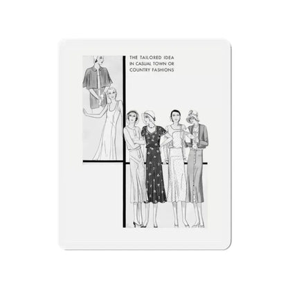 Fashion Illustration (4), Pictorial Review, August 1930 (Magazine Illustration) Refrigerator Magnet 2 Inch Die-Cut - The Sticker Space