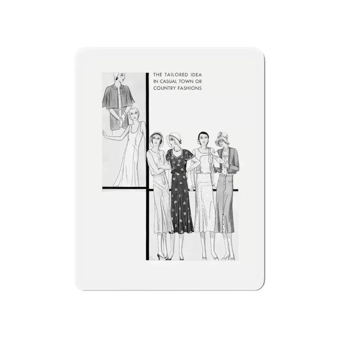 Fashion Illustration (4), Pictorial Review, August 1930 (Magazine Illustration) Refrigerator Magnet 4 Inch Die-Cut - The Sticker Space