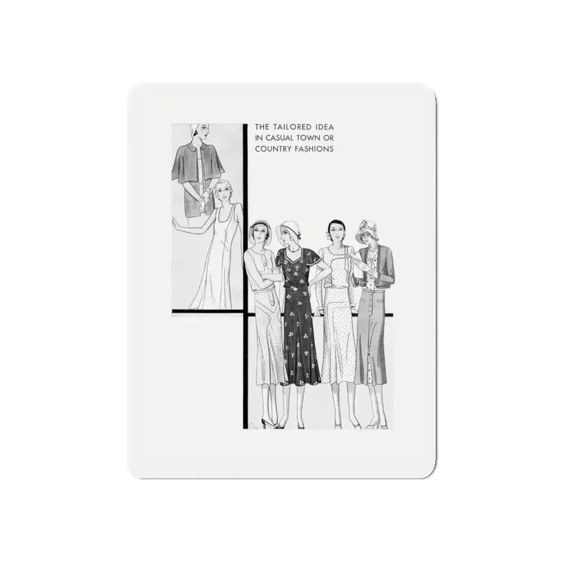 Fashion Illustration (4), Pictorial Review, August 1930 (Magazine Illustration) Refrigerator Magnet 5 Inch Die-Cut - The Sticker Space