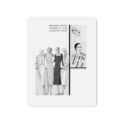 Fashion Illustration (5), Pictorial Review, August 1930 (Magazine Illustration) Refrigerator Magnet 3 Inch Die-Cut - The Sticker Space