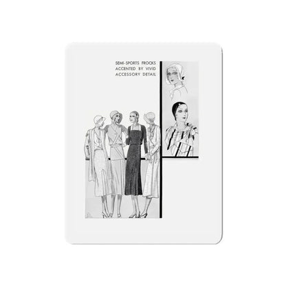 Fashion Illustration (5), Pictorial Review, August 1930 (Magazine Illustration) Refrigerator Magnet 5 Inch Die-Cut - The Sticker Space