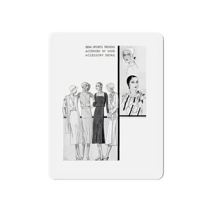 Fashion Illustration (5), Pictorial Review, August 1930 (Magazine Illustration) Refrigerator Magnet 6 Inch Die-Cut - The Sticker Space