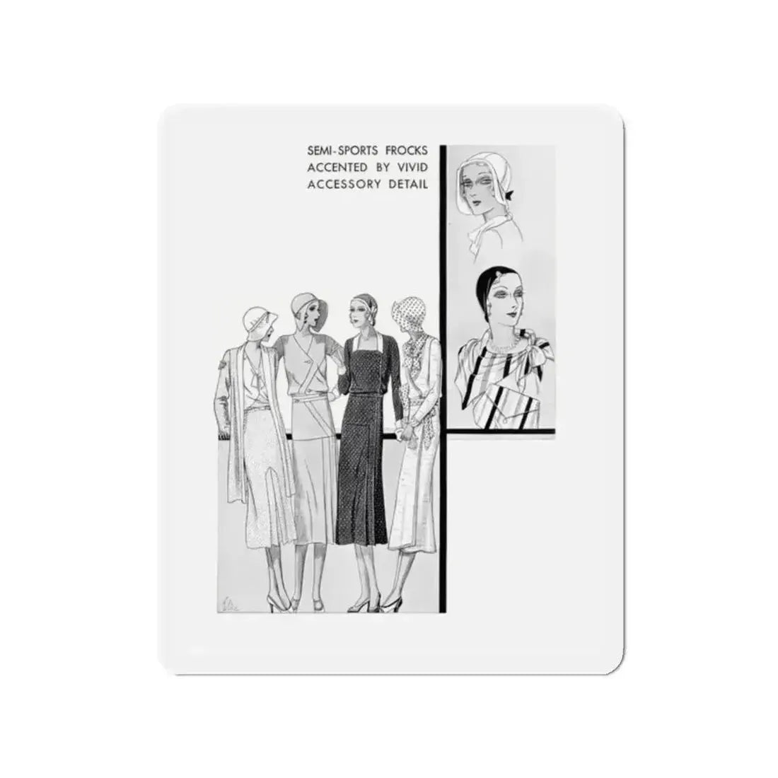 Fashion Illustration (5), Pictorial Review, August 1930 (Magazine Illustration) Refrigerator Magnet - The Sticker Space