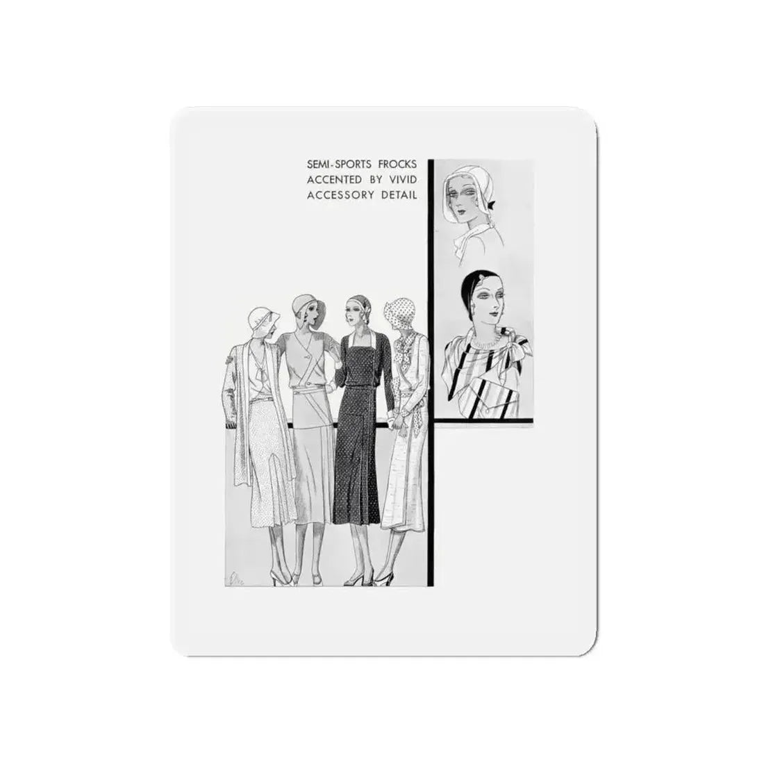 Fashion Illustration (5), Pictorial Review, August 1930 (Magazine Illustration) Refrigerator Magnet - The Sticker Space