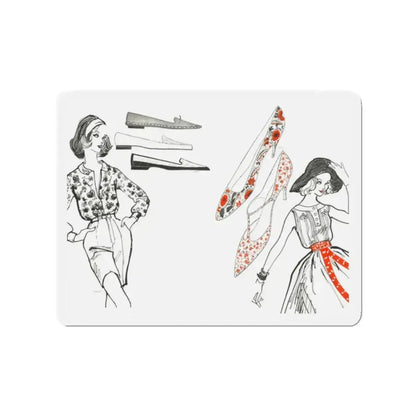 Fashion Illustration by Erica Perl, 1957 (2) (Magazine Illustration) Refrigerator Magnet 2 Inch Die-Cut - The Sticker Space