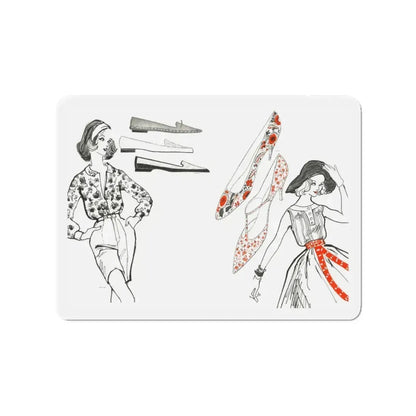 Fashion Illustration by Erica Perl, 1957 (2) (Magazine Illustration) Refrigerator Magnet 3 Inch Die-Cut - The Sticker Space
