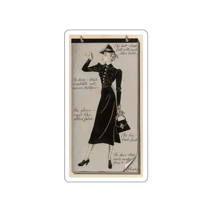 Fashion Illustration, circa 1945 (Magazine Illustration) STICKER Vinyl Die-Cut Decal - The Sticker Space