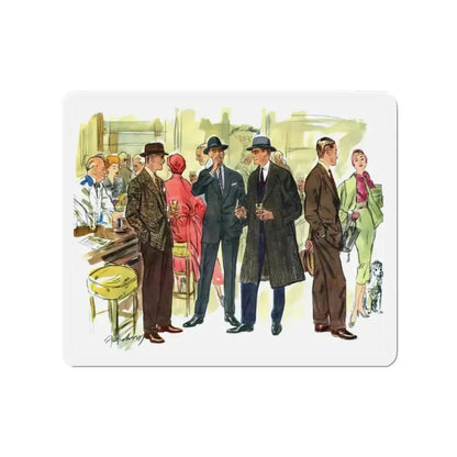 Fashion illustration from Esquire, 1954 (Magazine Illustration) Refrigerator Magnet 2 Inch Die-Cut - The Sticker Space