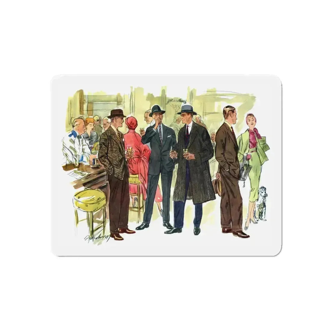 Fashion illustration from Esquire, 1954 (Magazine Illustration) Refrigerator Magnet 6 Inch Die-Cut - The Sticker Space