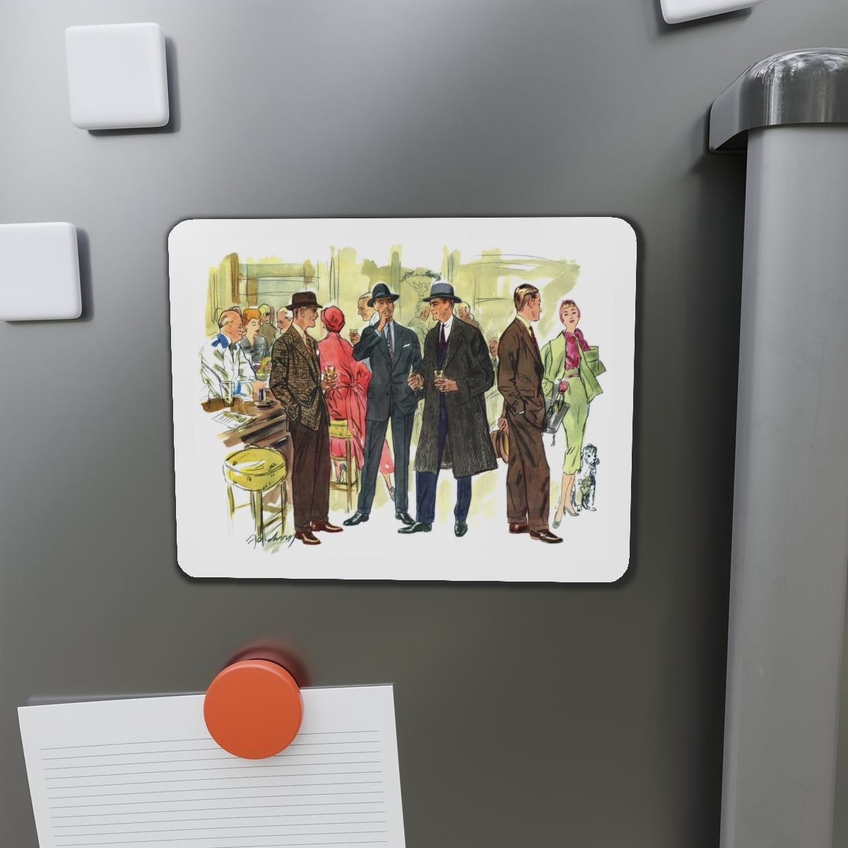 Fashion illustration from Esquire, 1954 (Magazine Illustration) Refrigerator Magnet-The Sticker Space