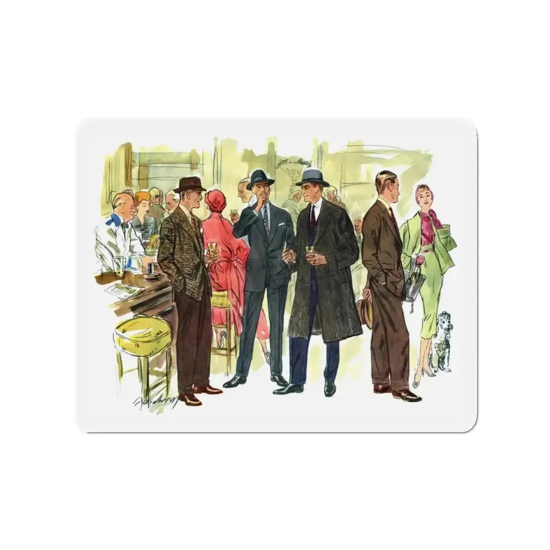 Fashion illustration from Esquire, 1954 (Magazine Illustration) Refrigerator Magnet - The Sticker Space