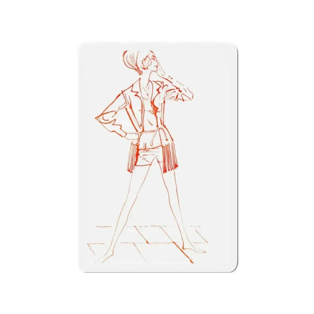 Fashion illustration from Good Housekeeping magazine, 1960 (Magazine Illustration) Refrigerator Magnet 2 Inch Die-Cut - The Sticker Space