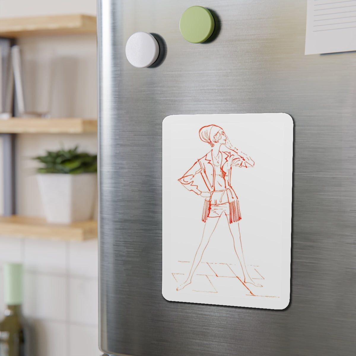 Fashion illustration from Good Housekeeping magazine, 1960 (Magazine Illustration) Refrigerator Magnet-The Sticker Space