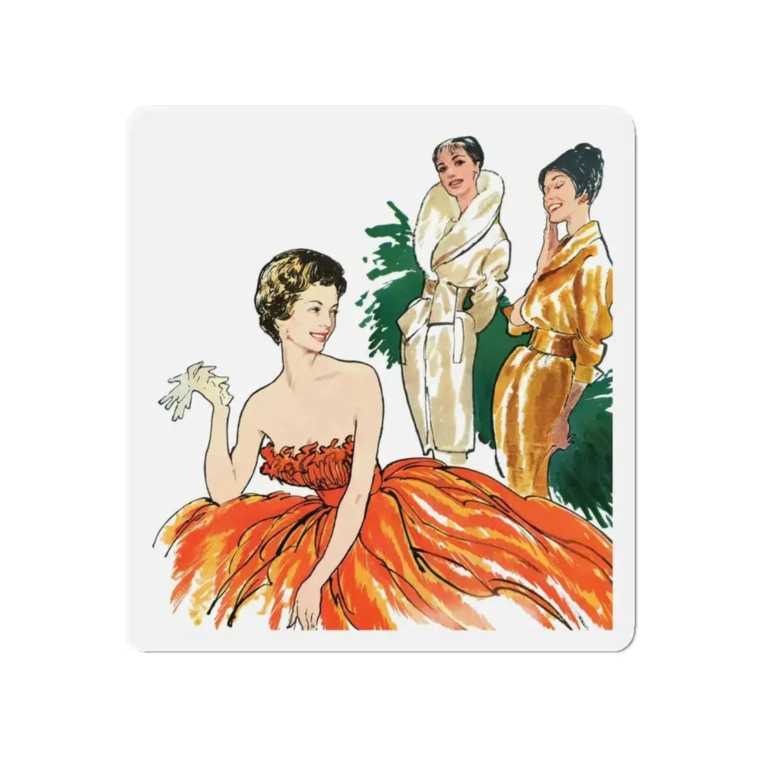 Fashion Illustration from Woman's Own magazine, 1959 (2) (Magazine Illustration) Refrigerator Magnet 4 Inch Die-Cut - The Sticker Space