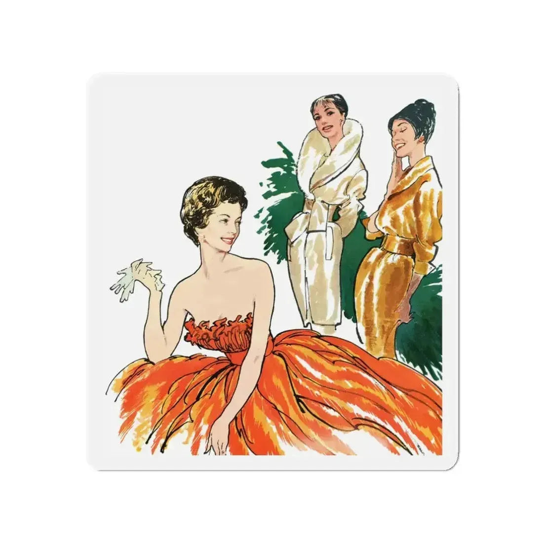 Fashion Illustration from Woman's Own magazine, 1959 (2) (Magazine Illustration) Refrigerator Magnet - The Sticker Space