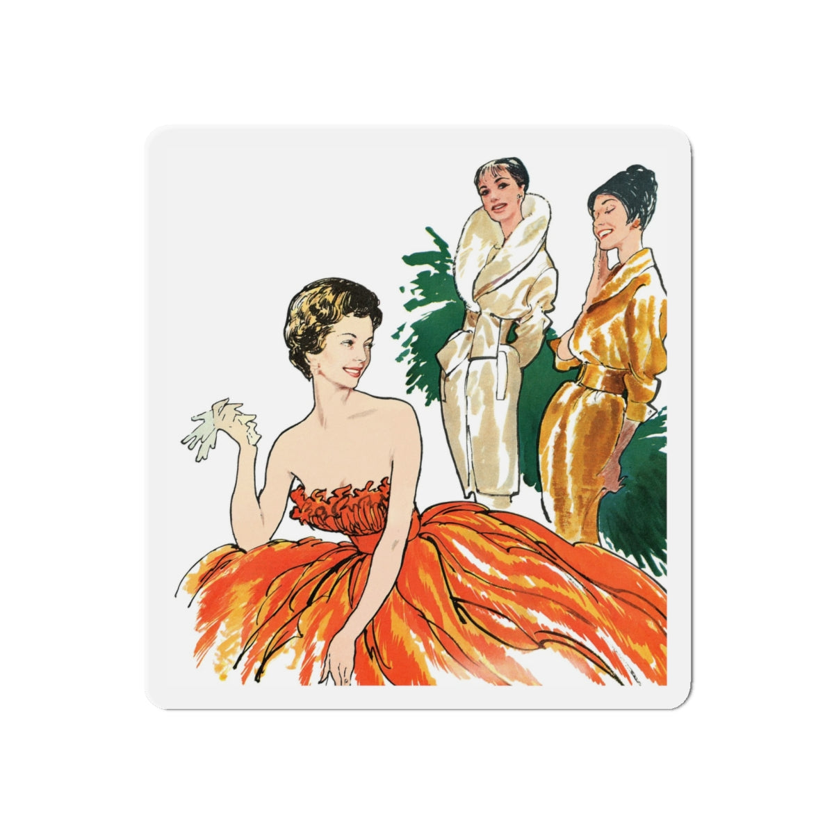 Fashion Illustration from Woman's Own magazine, 1959 (2) (Magazine Illustration) Refrigerator Magnet-6 × 6"-The Sticker Space