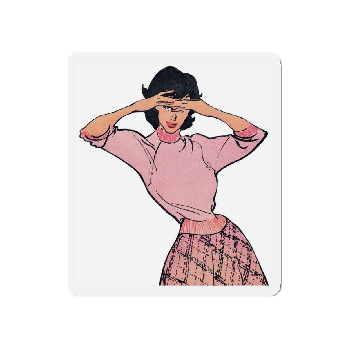 Fashion Illustration from Woman's Own magazine, 1959 (3) (Magazine Illustration) Refrigerator Magnet-6 × 6"-The Sticker Space