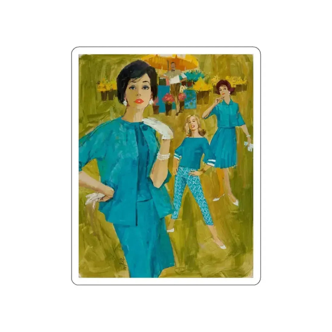 Fashion illustration (Magazine Illustration) STICKER Vinyl Die-Cut Decal White Die-Cut 5 Inch - The Sticker Space