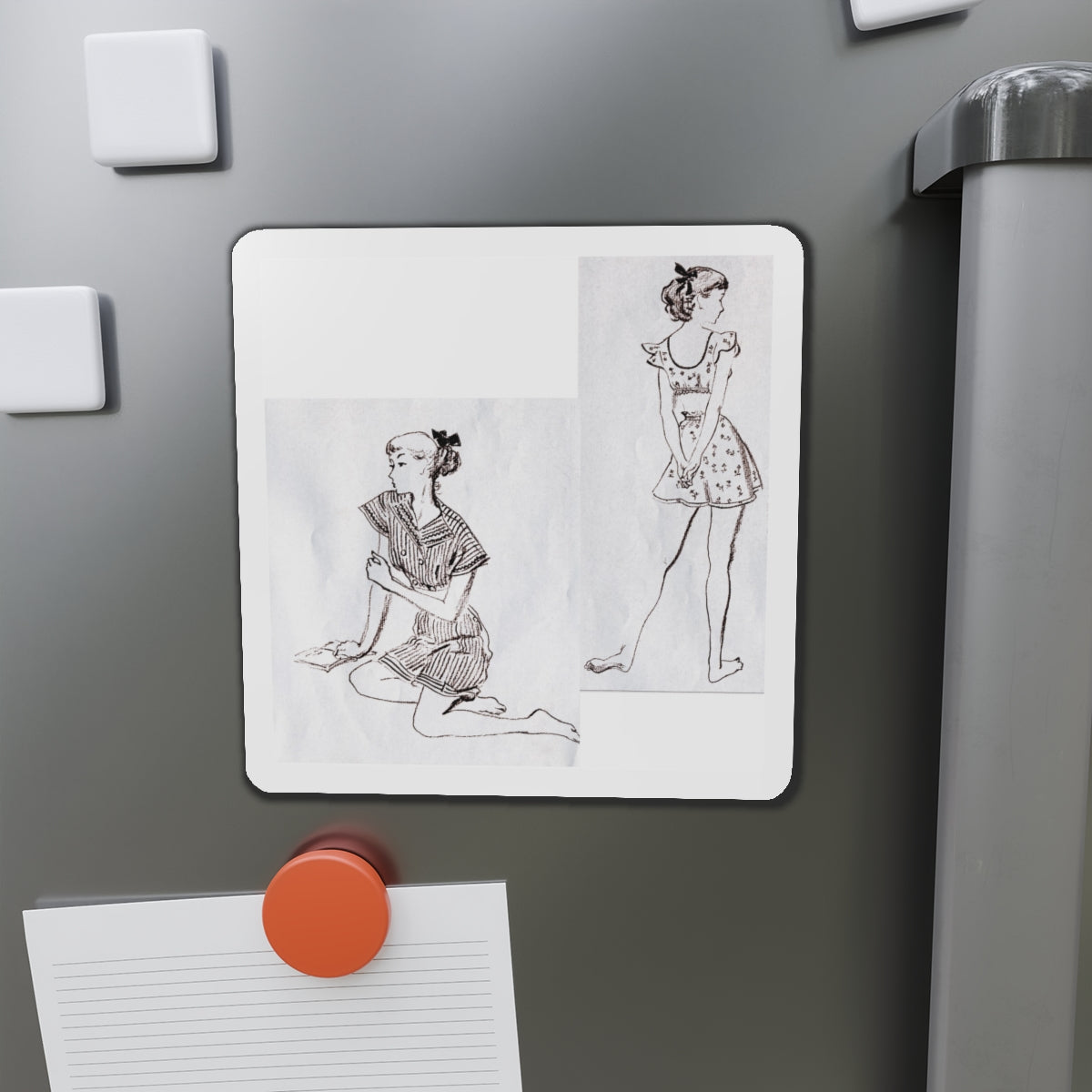 Fashion Illustrations, Junior Bazaar, 1947 (Magazine Illustration) Refrigerator Magnet-The Sticker Space