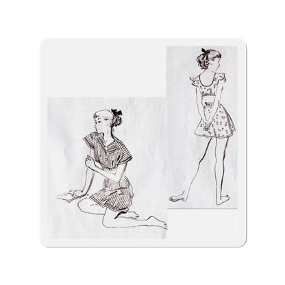 Fashion Illustrations, Junior Bazaar, 1947 (Magazine Illustration) Refrigerator Magnet-2" x 2"-The Sticker Space