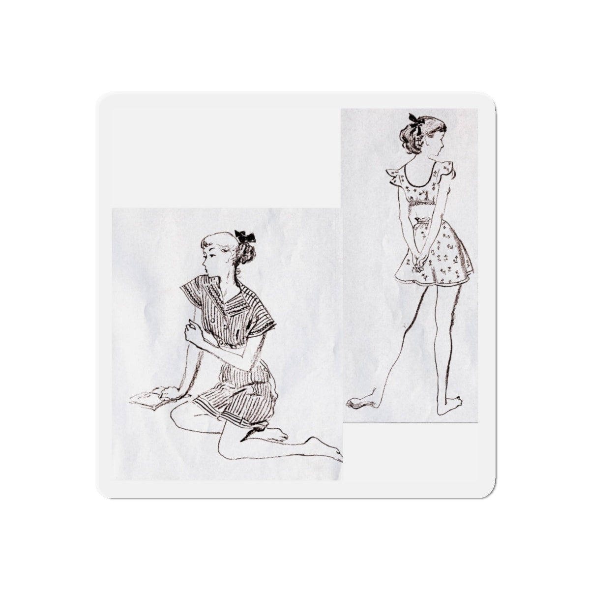 Fashion Illustrations, Junior Bazaar, 1947 (Magazine Illustration) Refrigerator Magnet-4" x 4"-The Sticker Space