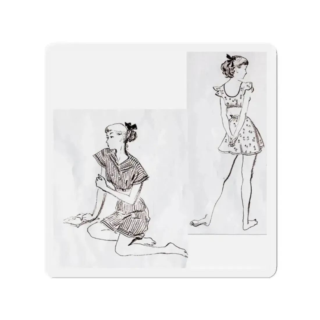 Fashion Illustrations, Junior Bazaar, 1947 (Magazine Illustration) Refrigerator Magnet - The Sticker Space