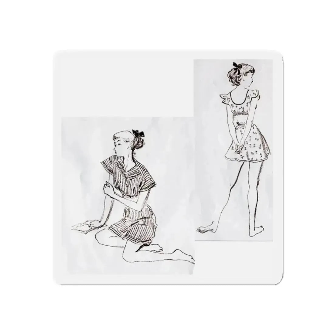Fashion Illustrations, Junior Bazaar, 1947 (Magazine Illustration) Refrigerator Magnet - The Sticker Space