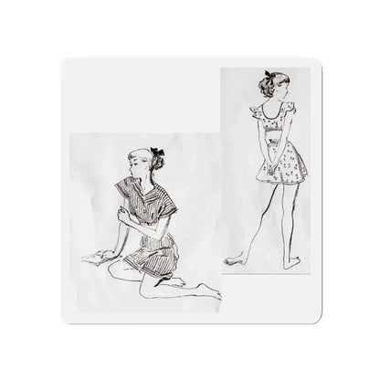 Fashion Illustrations, Junior Bazaar, 1947 (Magazine Illustration) Refrigerator Magnet - The Sticker Space