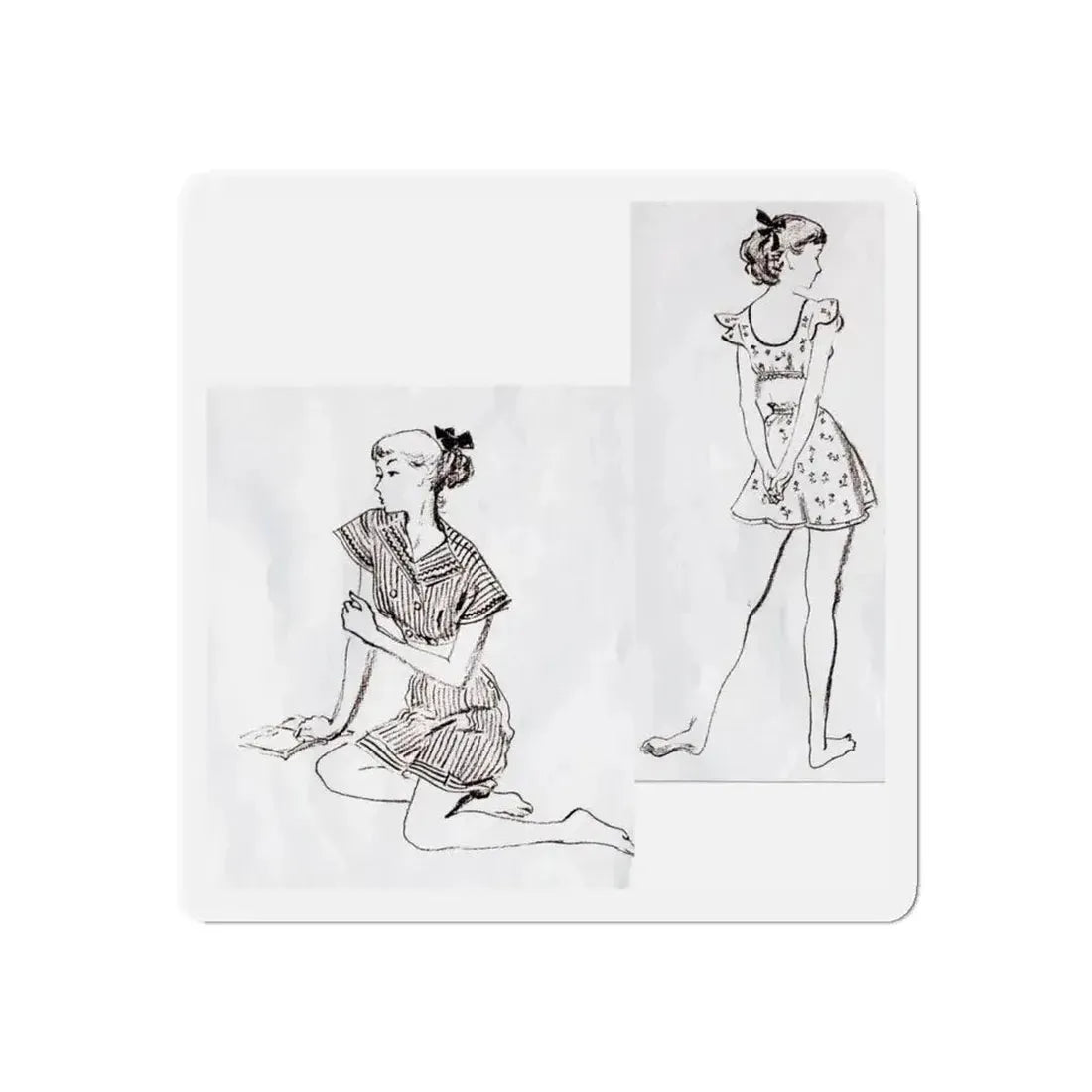 Fashion Illustrations, Junior Bazaar, 1947 (Magazine Illustration) Refrigerator Magnet - The Sticker Space