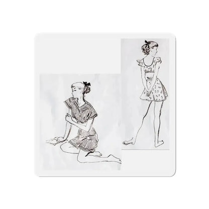 Fashion Illustrations, Junior Bazaar, 1947 (Magazine Illustration) Refrigerator Magnet - The Sticker Space