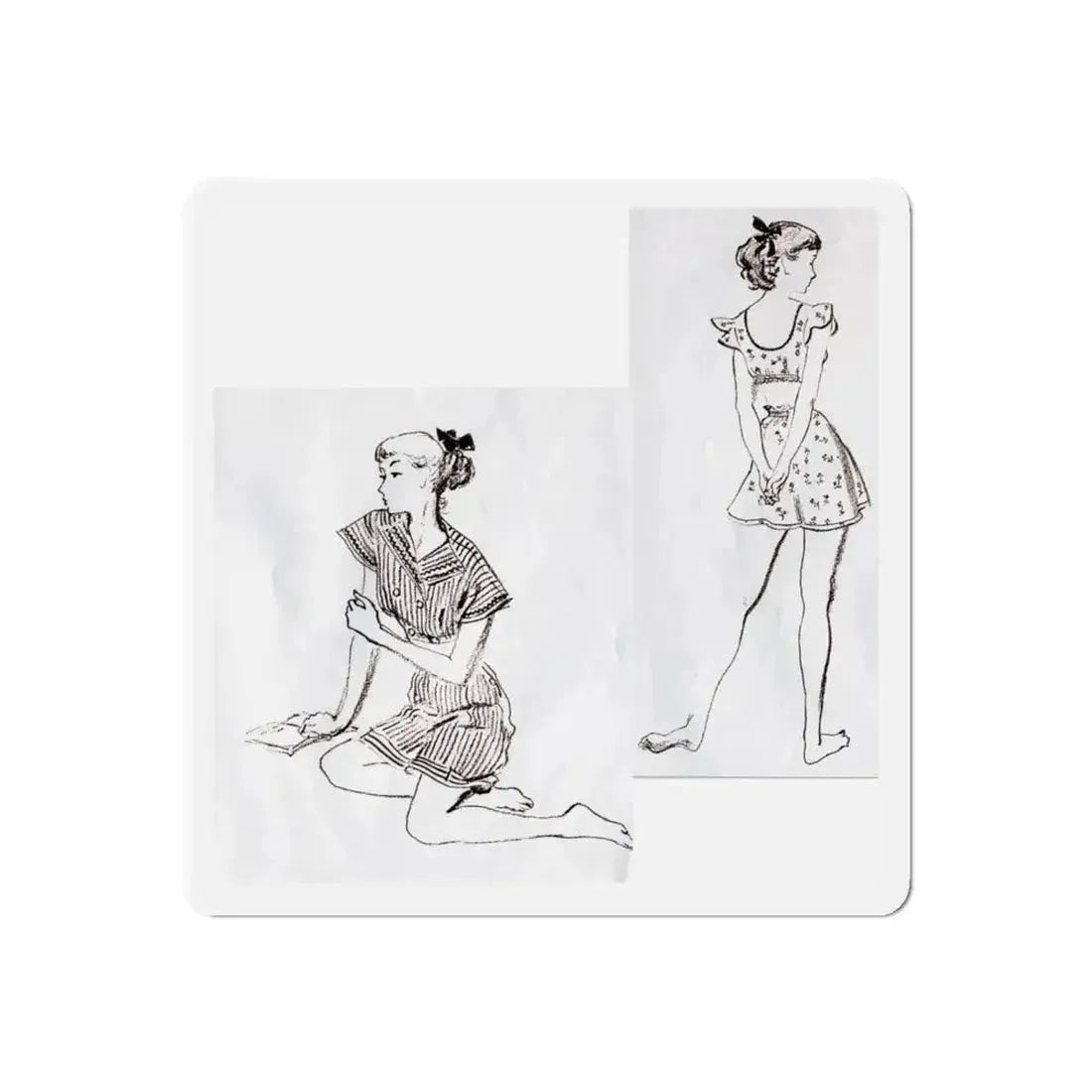 Fashion Illustrations, Junior Bazaar, 1947 (Magazine Illustration) Refrigerator Magnet - The Sticker Space