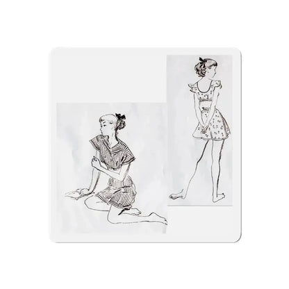 Fashion Illustrations, Junior Bazaar, 1947 (Magazine Illustration) Refrigerator Magnet - The Sticker Space