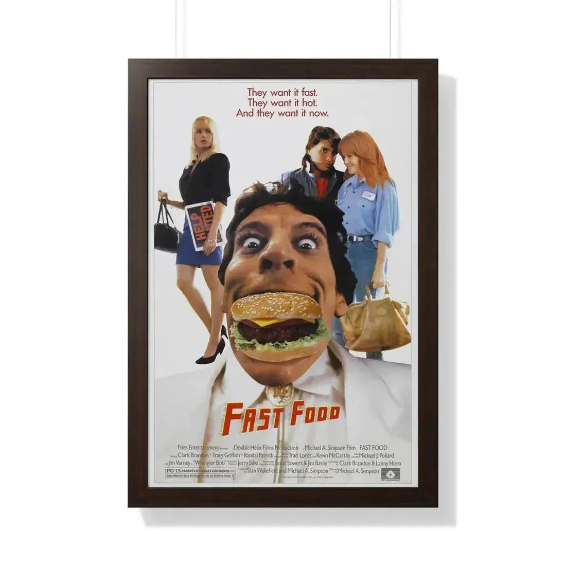 FAST FOOD 1989 - Framed Movie Poster 20" x 30" Walnut - The Sticker Space