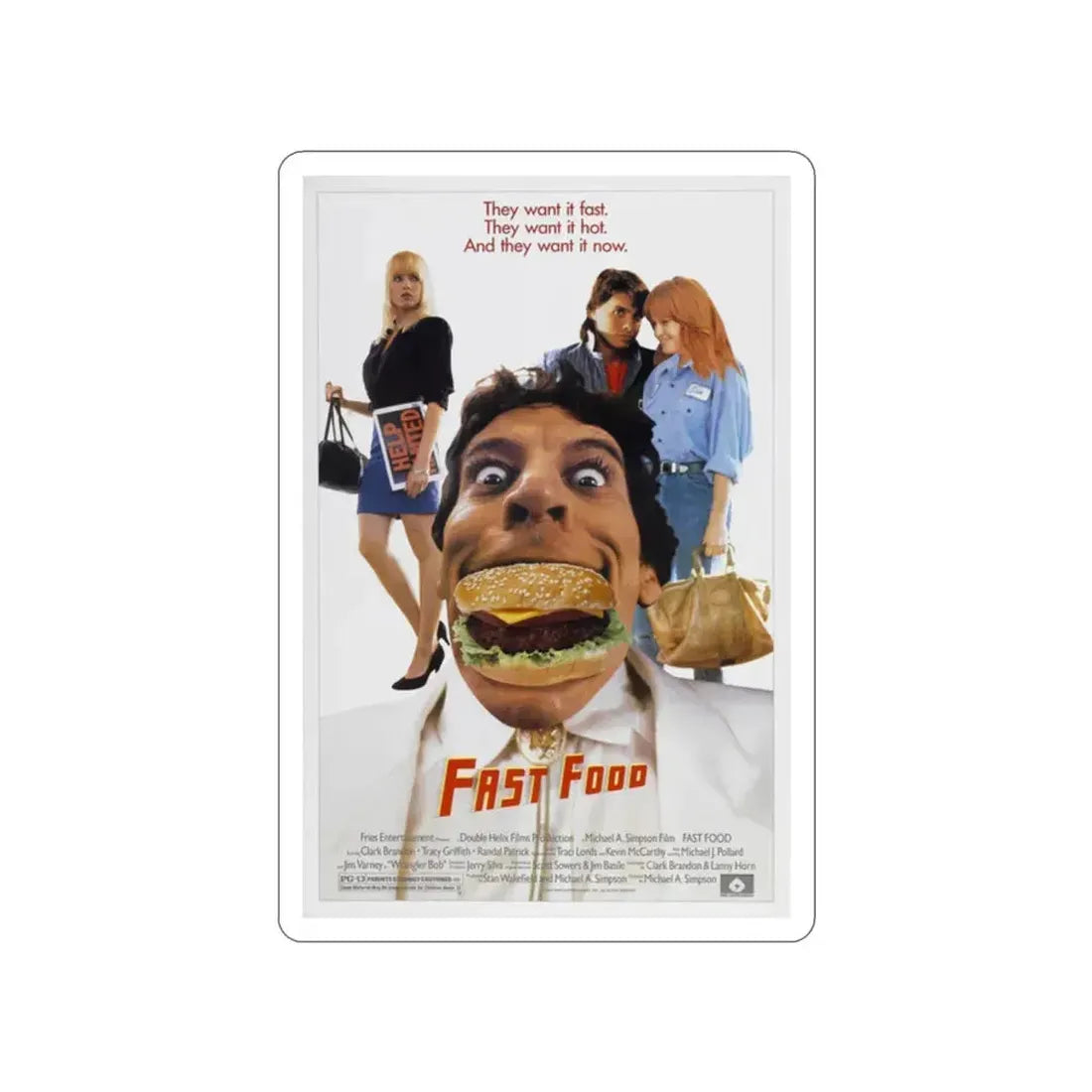 FAST FOOD 1989 Movie Poster STICKER Vinyl Die-Cut Decal 2 Inch - The Sticker Space