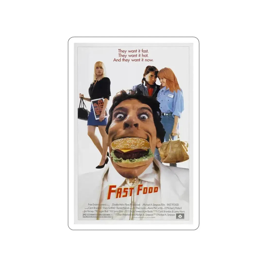 FAST FOOD 1989 Movie Poster STICKER Vinyl Die-Cut Decal 5 Inch - The Sticker Space