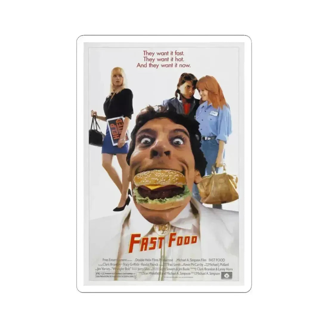 FAST FOOD 1989 Movie Poster - STICKER Vinyl Kiss-Cut Decal 2 Inch White - The Sticker Space