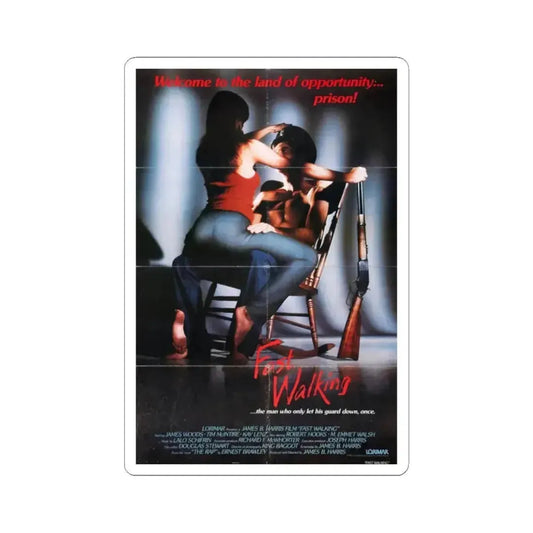 FAST WALKING 1982 Movie Poster - STICKER Vinyl Kiss-Cut Decal 2 Inch White - The Sticker Space