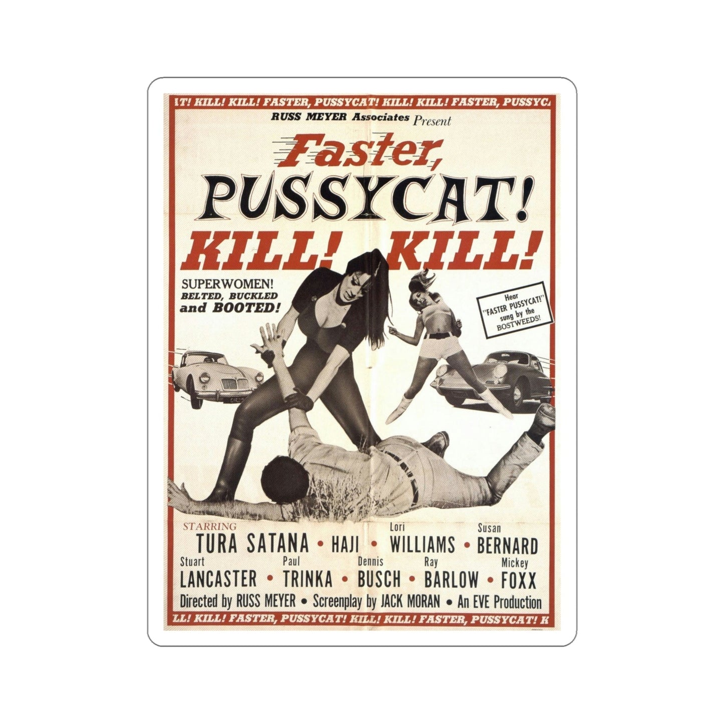 Faster Pussycat Kill Kill 1965 Movie Poster STICKER Vinyl Die-Cut Decal-6 Inch-The Sticker Space