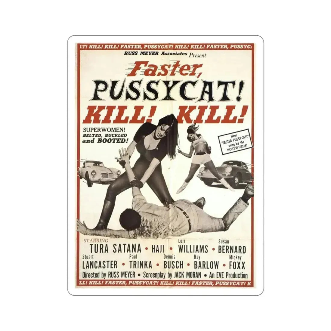 Faster Pussycat Kill Kill 1965 Movie Poster STICKER Vinyl Die-Cut Decal - The Sticker Space