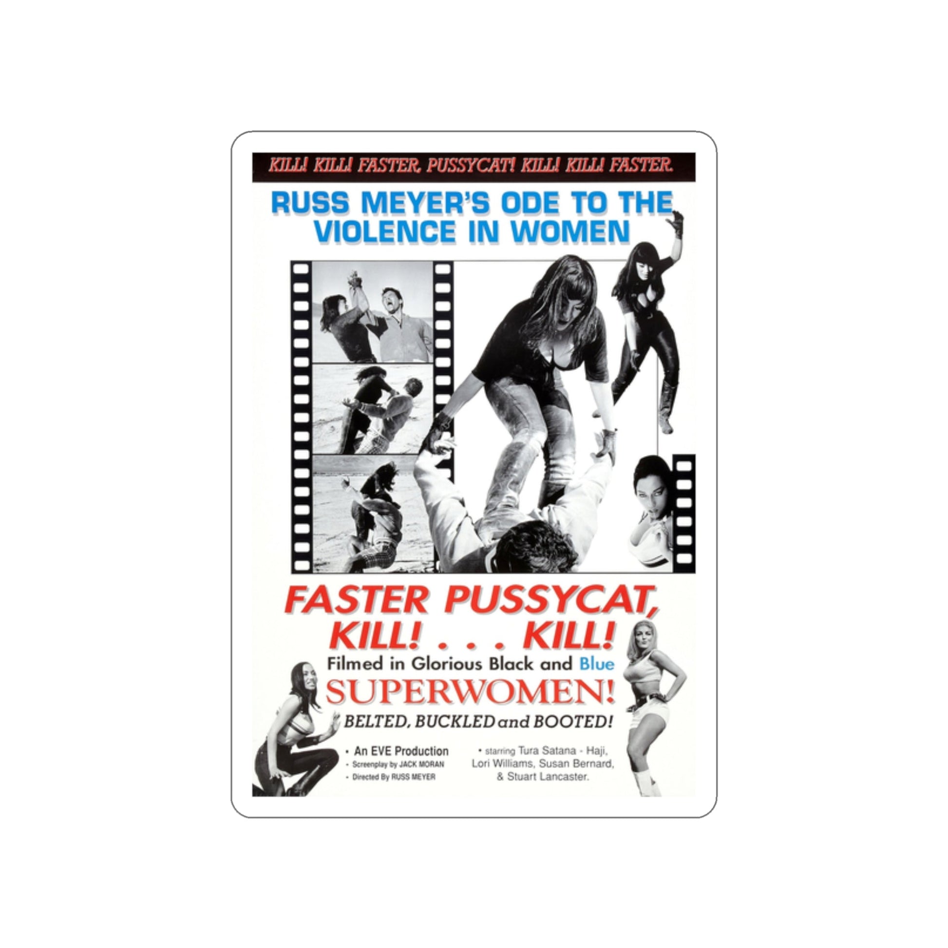 FASTER, PUSSYCAT! KILL! KILL! (3) 1965 Movie Poster STICKER Vinyl Die-Cut Decal-2 Inch-The Sticker Space