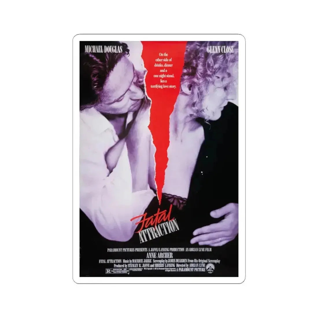 Fatal Attraction 1987 Movie Poster - STICKER Vinyl Kiss-Cut Decal 3 Inch White - The Sticker Space